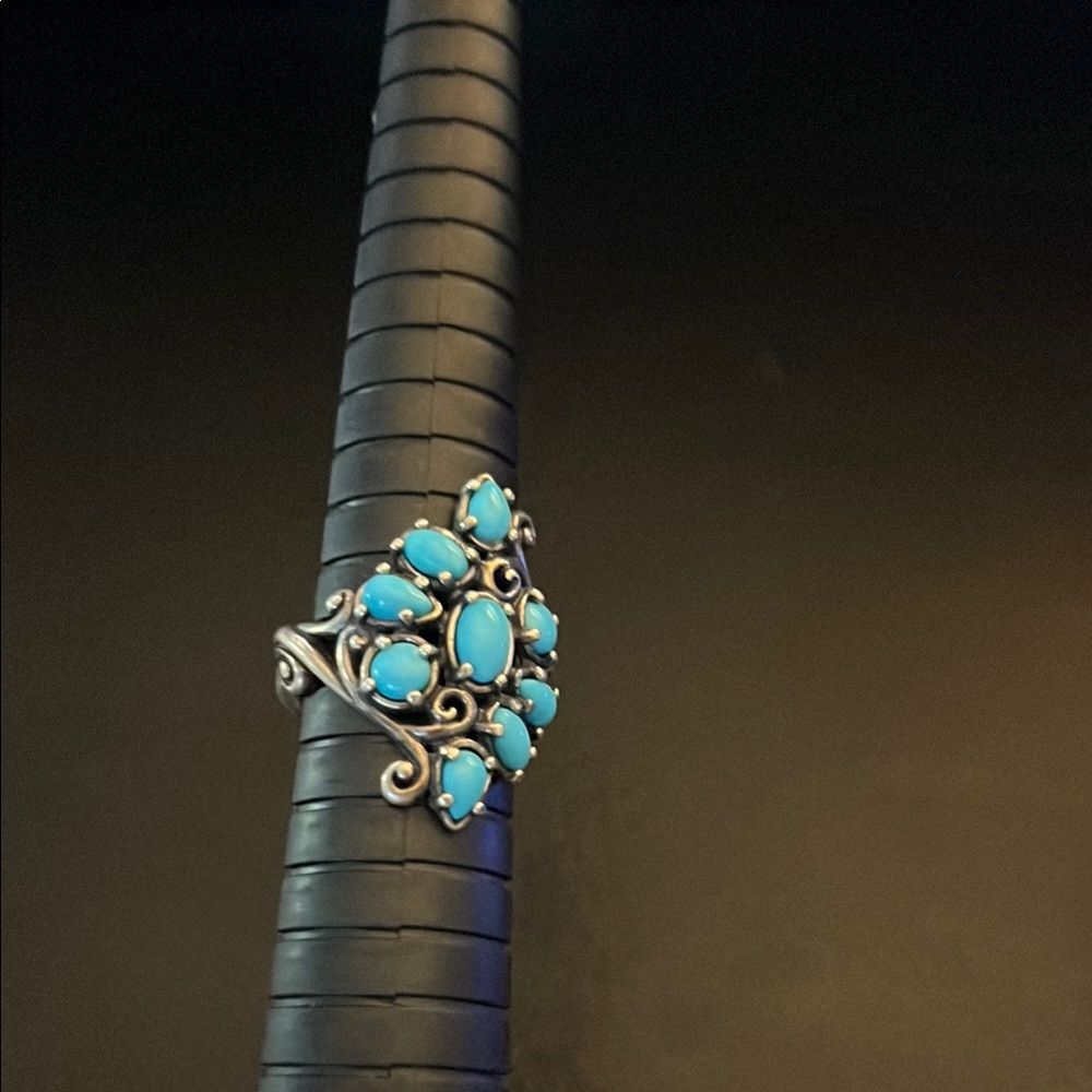 Turquoise Silver Statement Ring - image 1